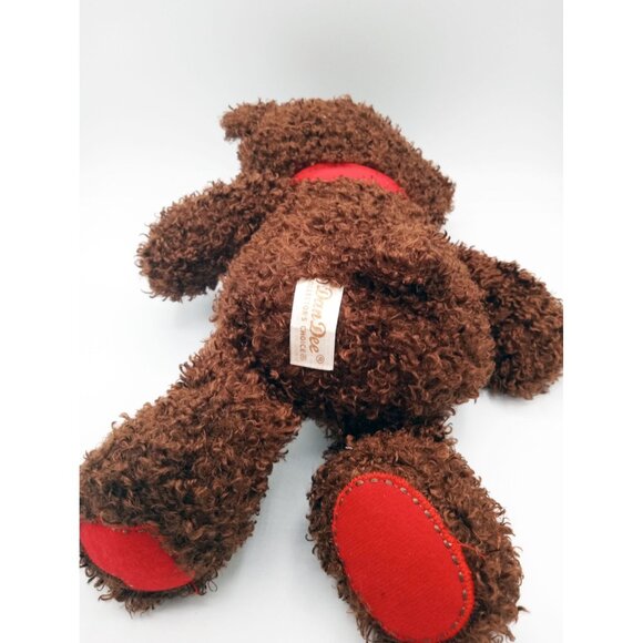 Bear Plush Dan Dee Teddy Dark Brown Red Heart Eye Paws 13 In Soft Stuffed Animal - Picture 11 of 14